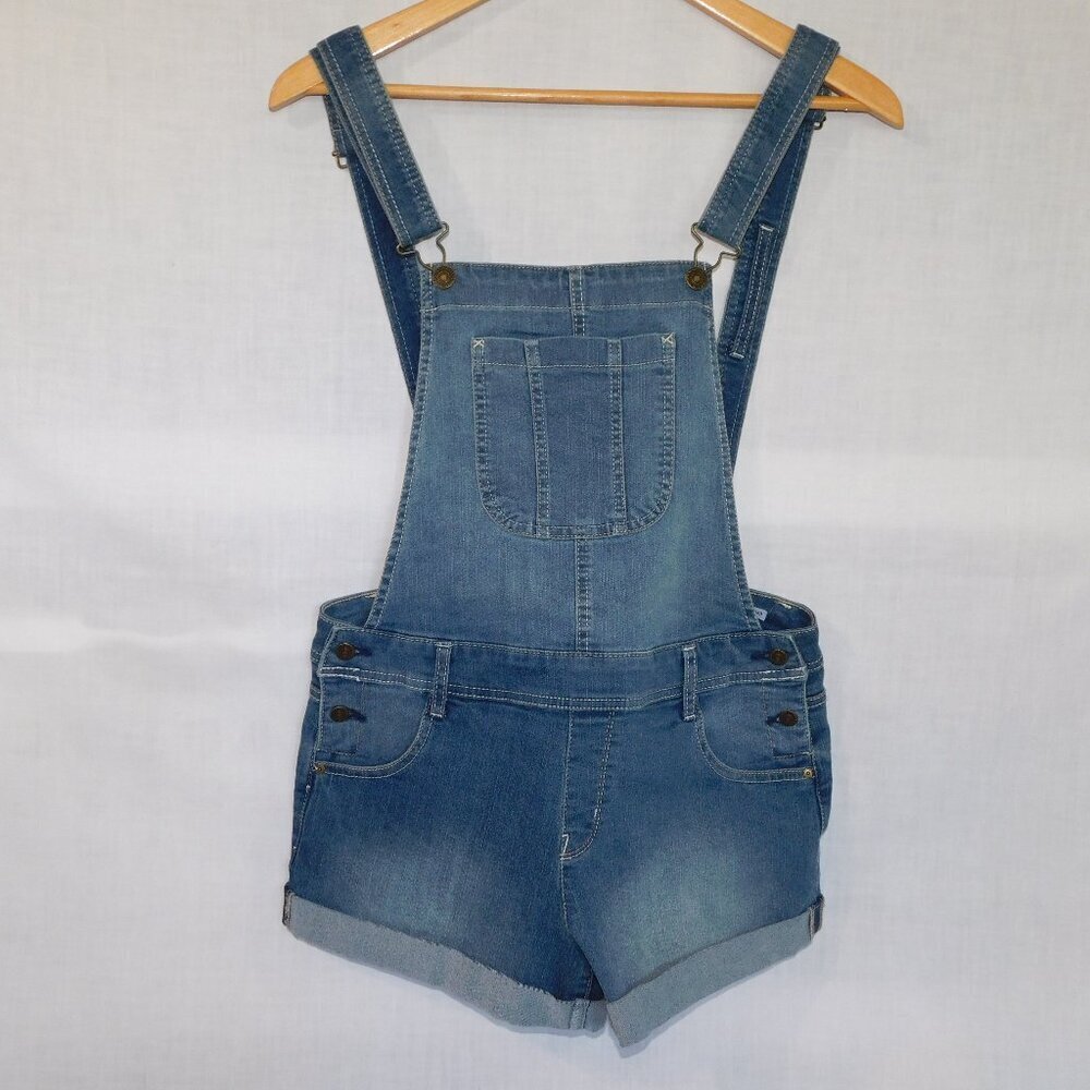 Wallflower Teen Blue Denim Overall Shorts Girls Youth M